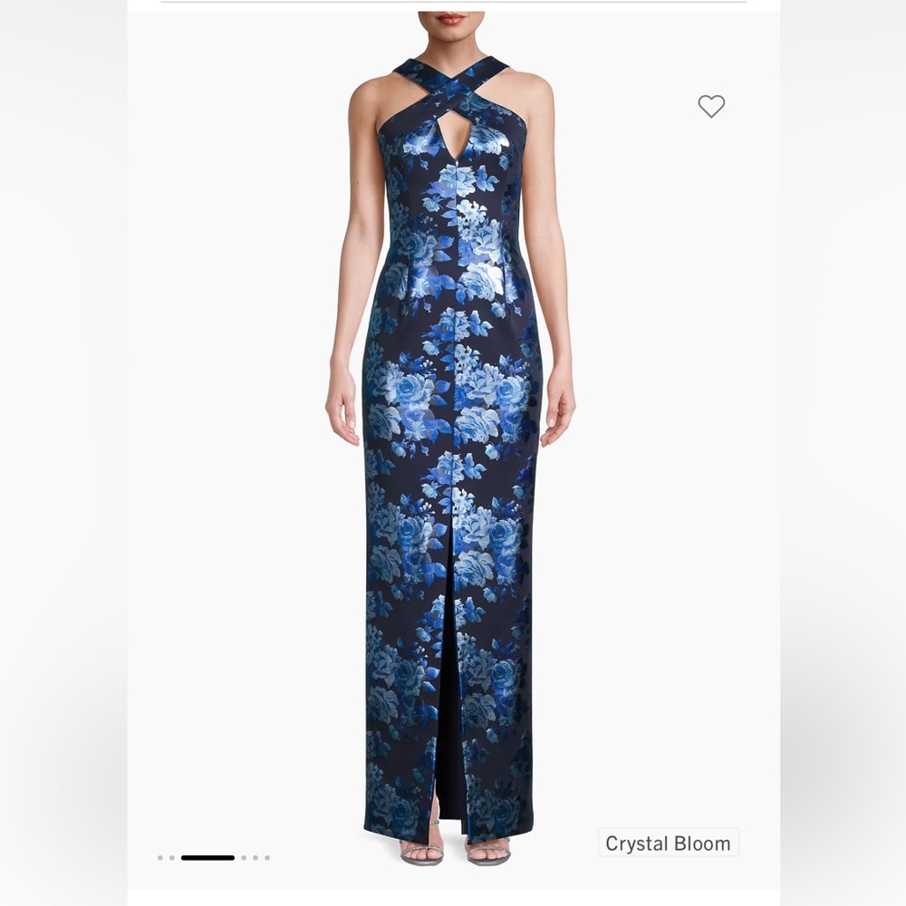 Black Halo metallic floral gown